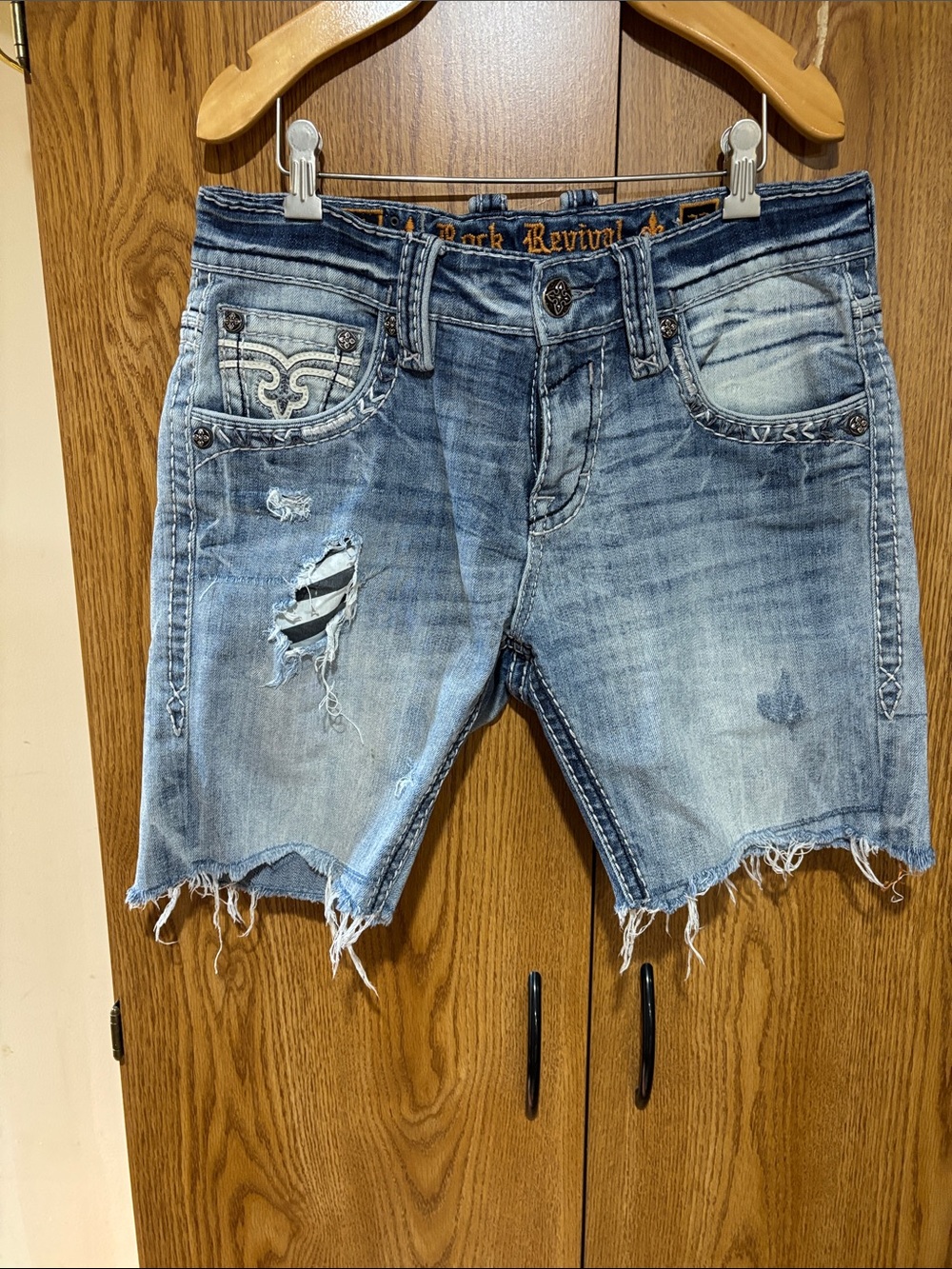 Rock Revival Light Blue Distressed Denim Shorts